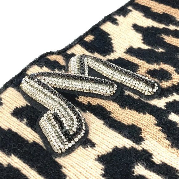LOUIS VUITTON Leopard print Snood LV Rheogram Sequin Scarf Brown/Black - Picture 5 of 8